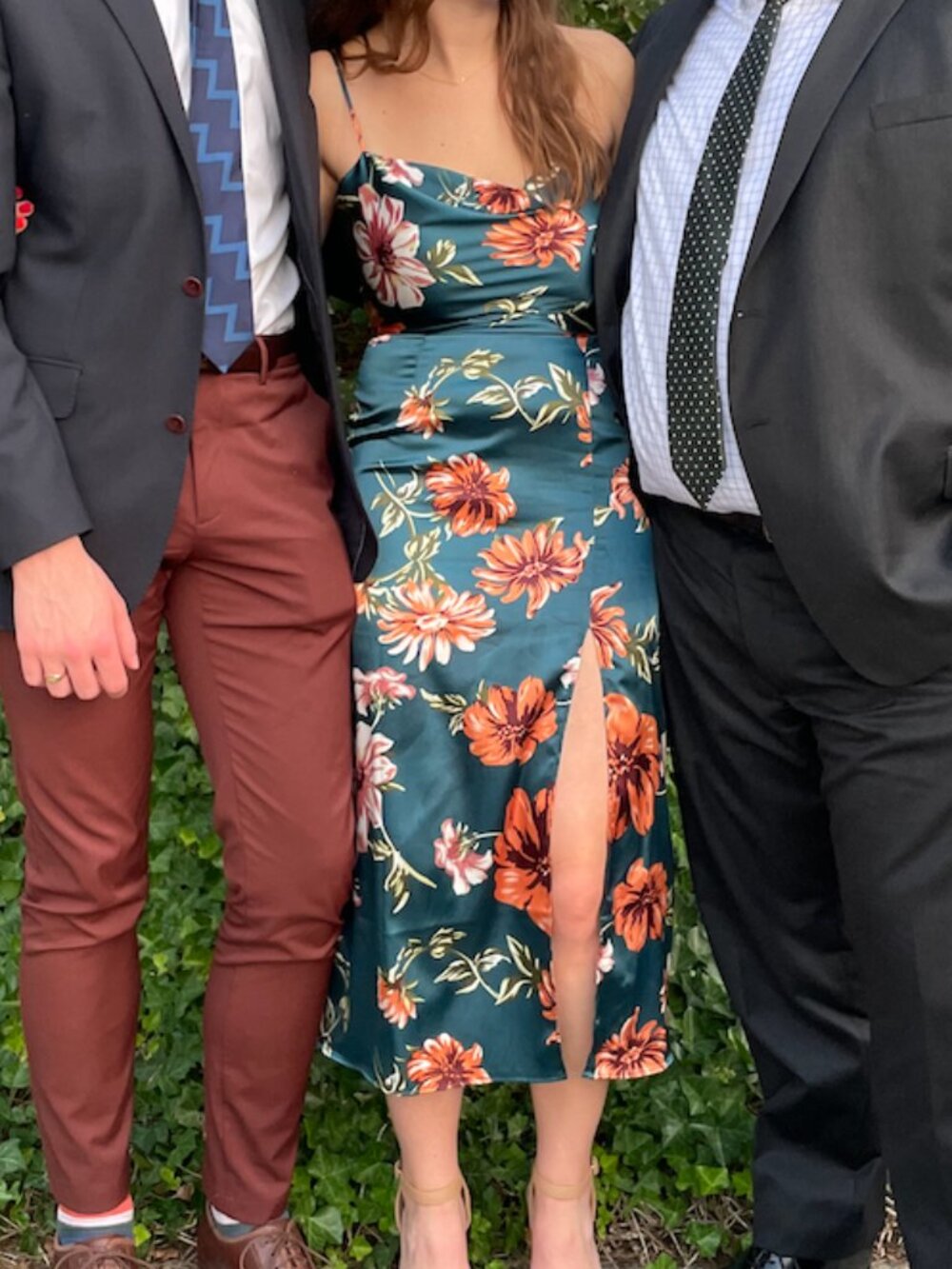 Turquoise floral wedding guest dress